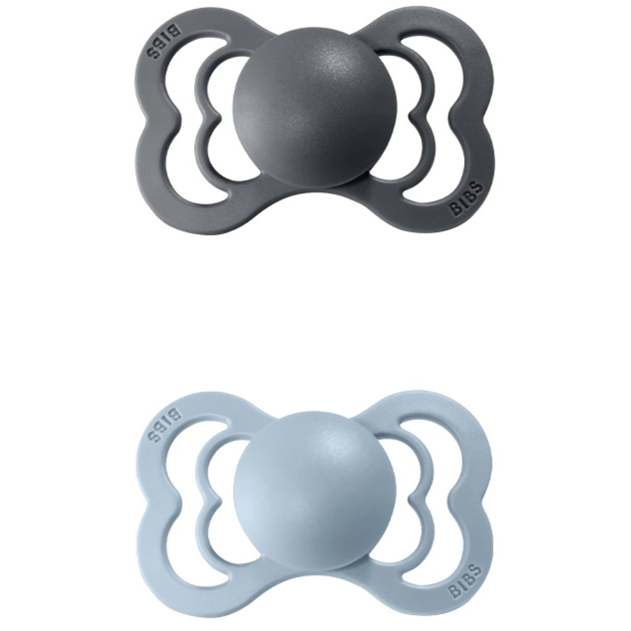 BIBS® Schnuller Supreme Baby Blue  Iron Latex 0-6 Monate, 2 Stk.