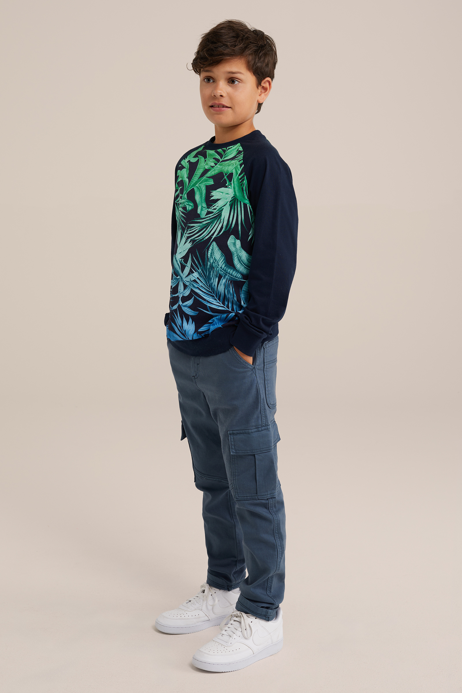 Jongens regular fit cargobroek WE Fashion Petrol