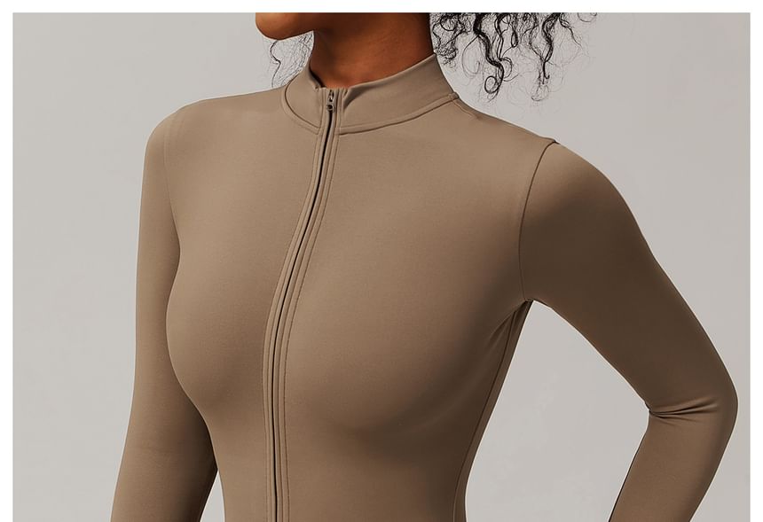 Skinniano - Lange, effen jumpsuit met halve rits