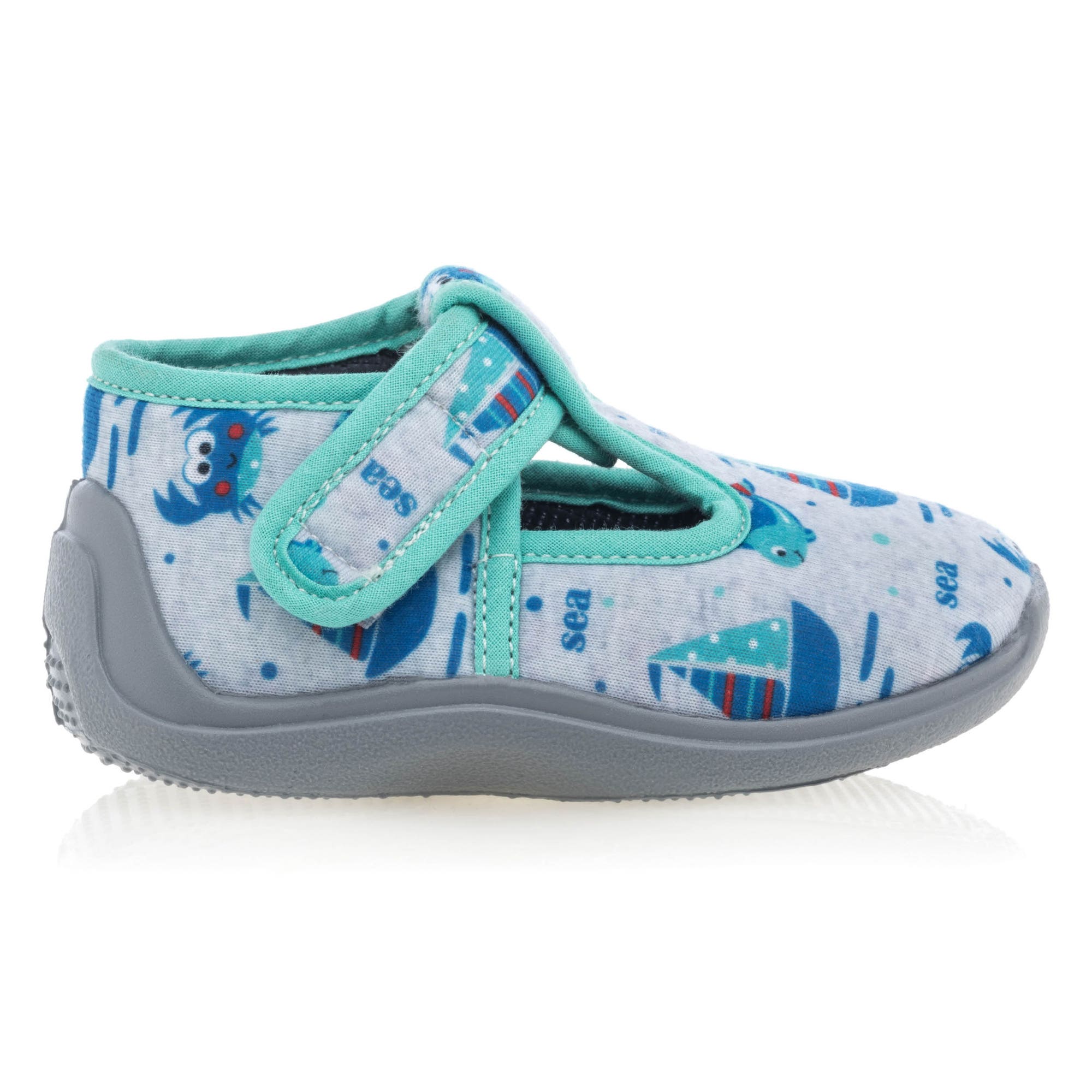 Pantoufles attaches velcros Bébé garçon gris