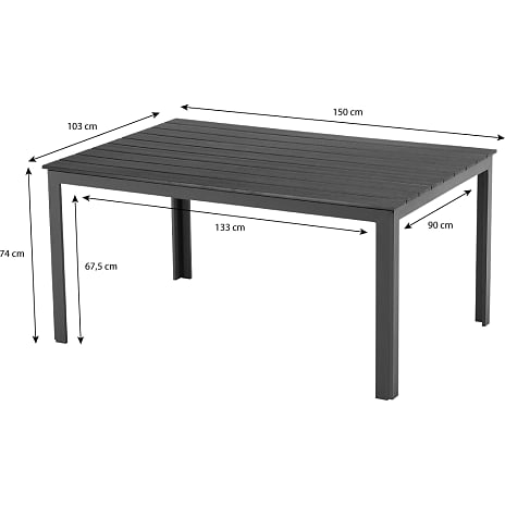 Carlton havebord 150 cm - sort