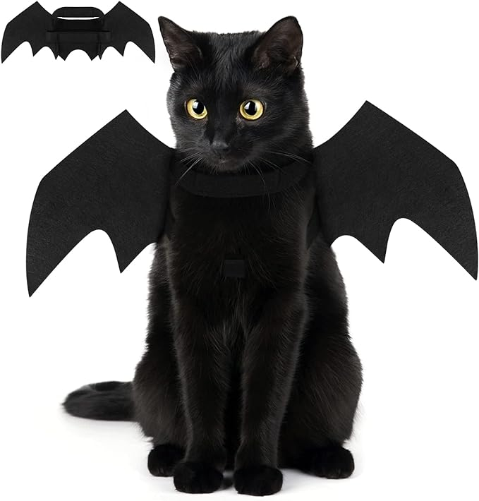 (45x18cm) Haustier Halloween Kostüm Fledermaus Flügel für Katzen - Schwarz