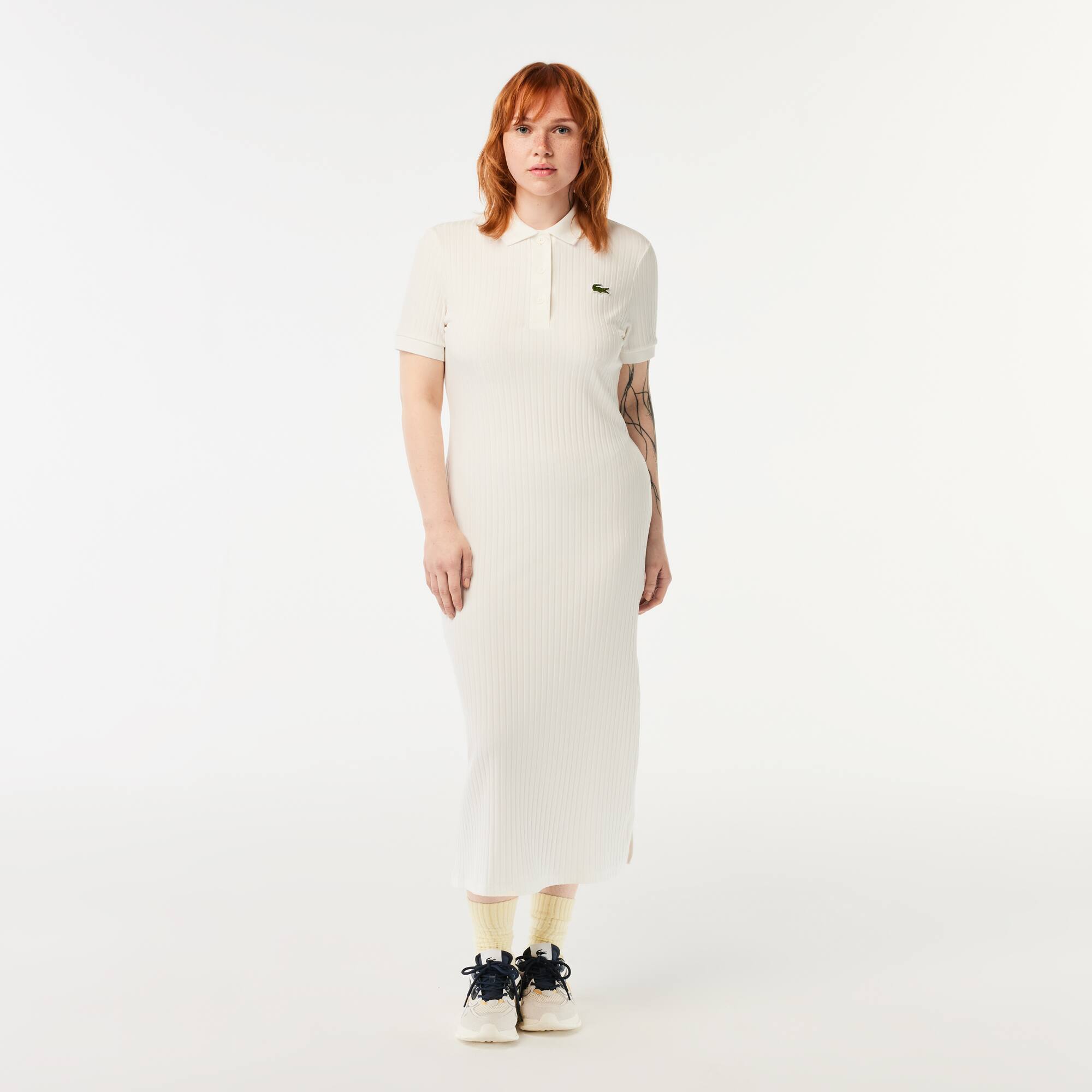 Damen LACOSTE Midi-Kleid im Polo-Style Kleider & Röcke - Weiss - Lacoste - Damen