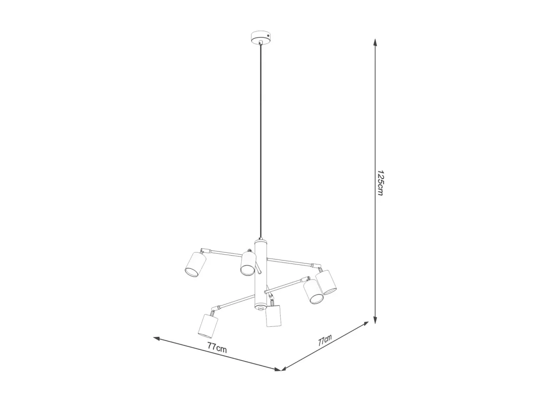 Lustres Lemmi moderne en acier - 6 sources lumineuses - L.77 x H.125 cm - blanc