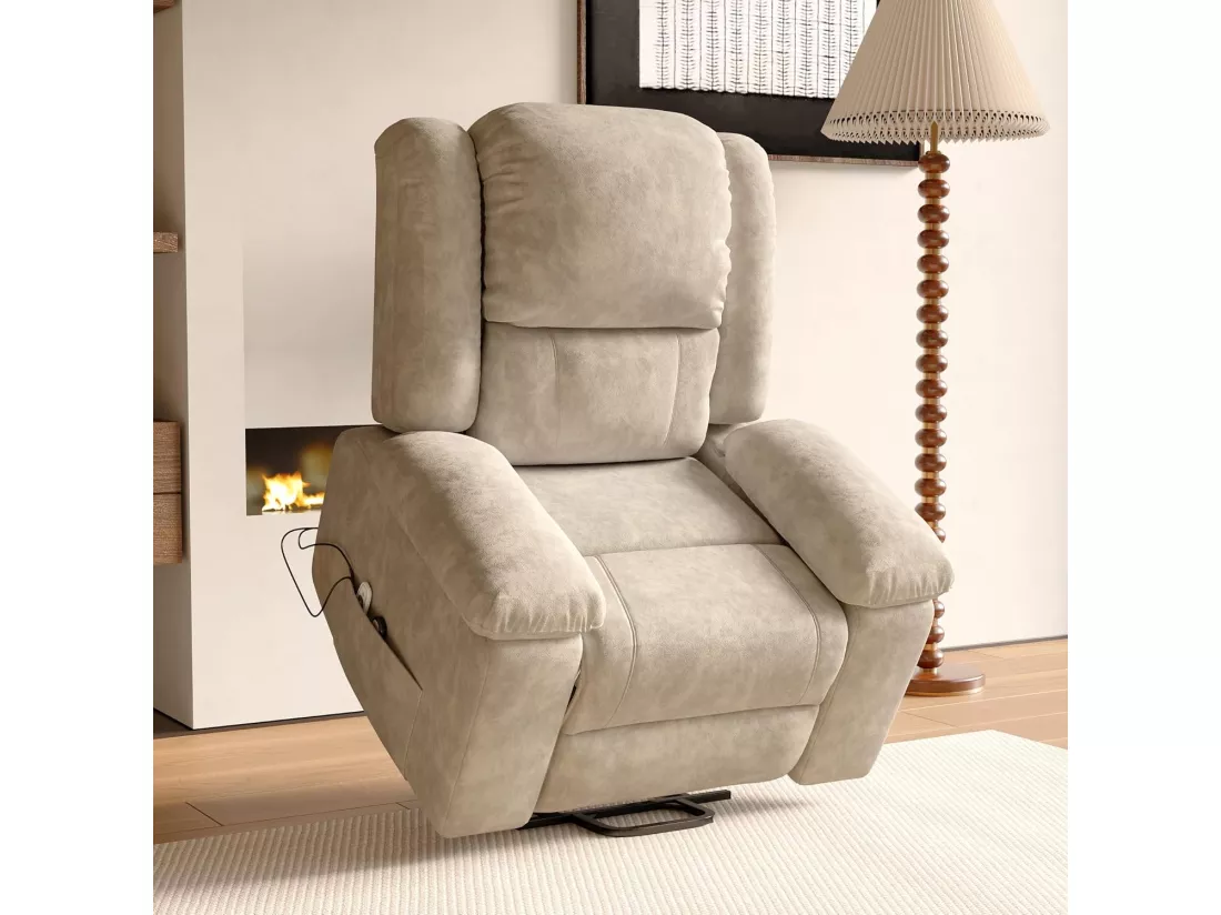 Fauteuil relax électrique en inclinable en Tissu - Girs - L93 x W102 x H106 cm - Gris
