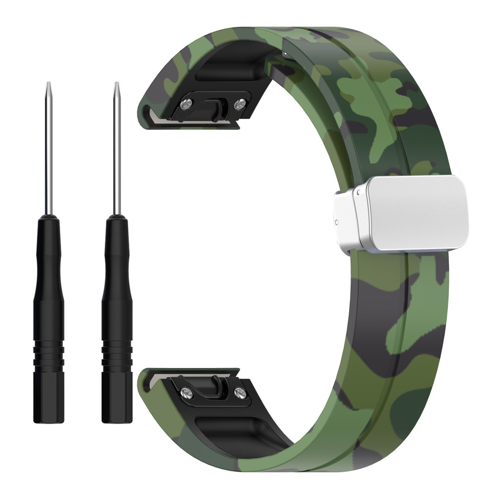 Samsung Galaxy Watch 7 (44mm) Silikon Sport Armband mit Magnet-Verschluss (Gelenkumfang: 180-240 mm) - Camouflage / Grün