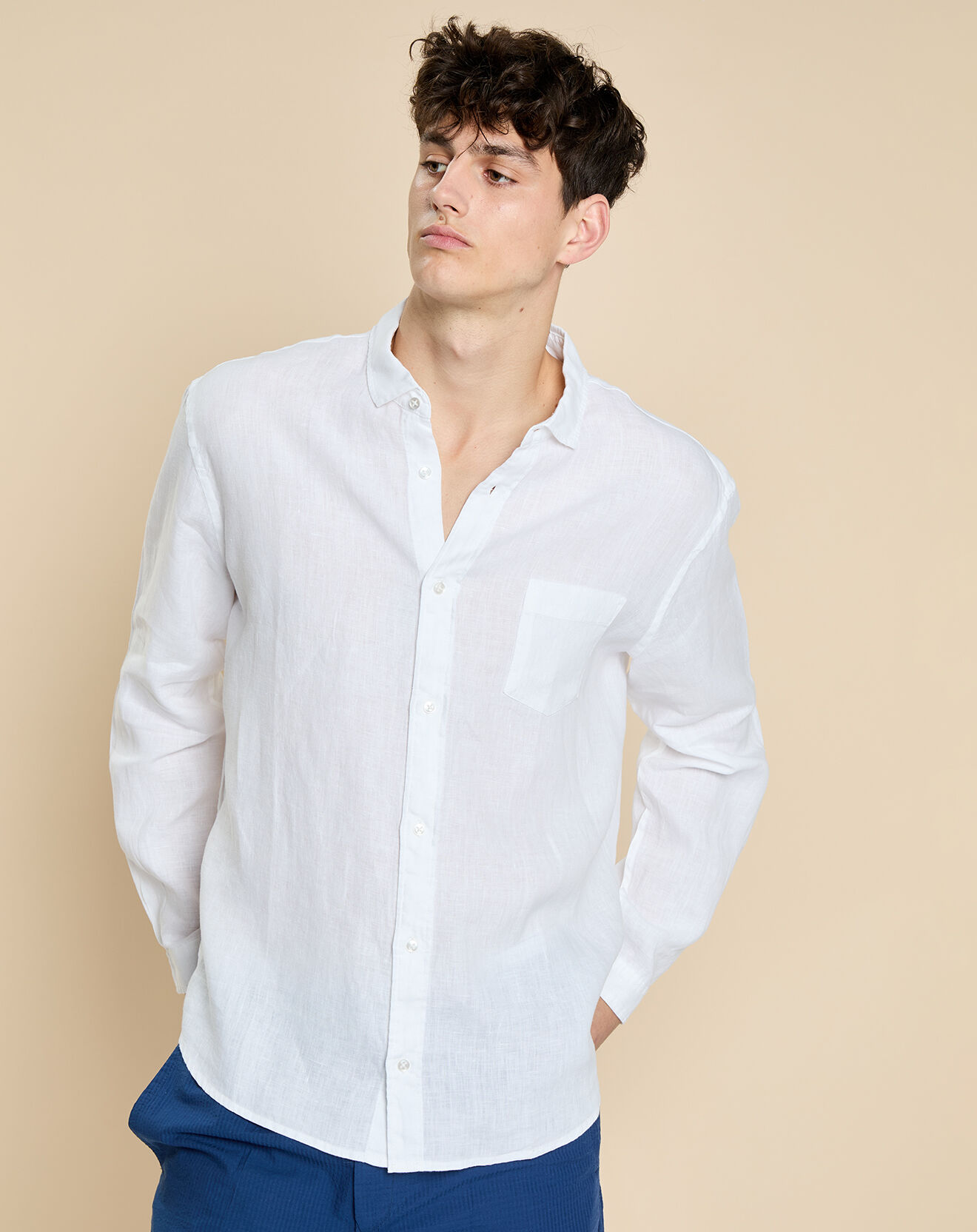 Harris Wilson Chemise regular 100% Lin Daniel blanche