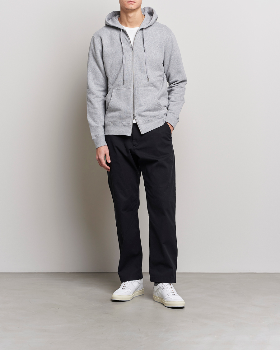 Sunspel Loopback Full Zip Hoodie Grey Melange