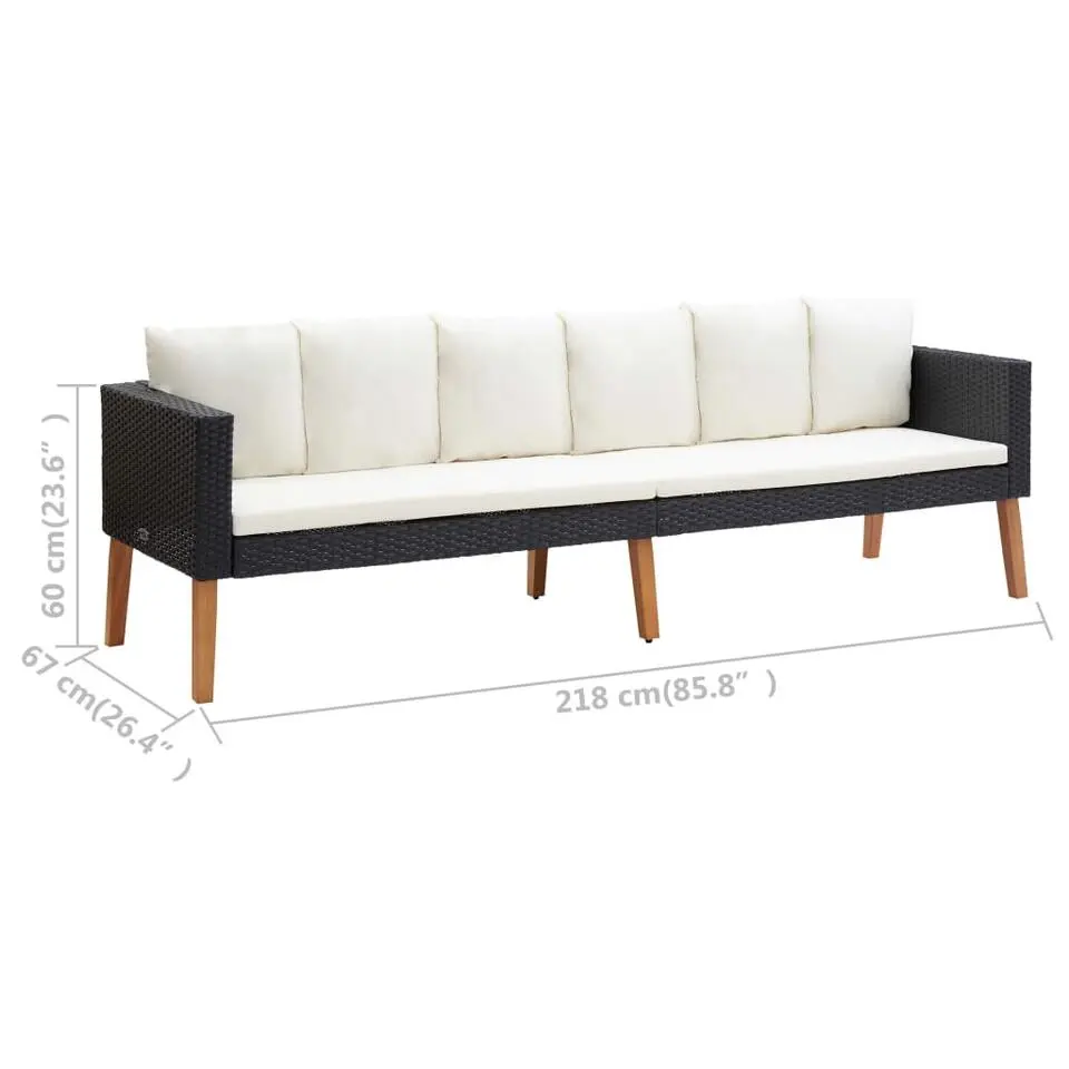 vidaXL - Tuinloungeset - Zwart - Poly rattan - 5 stuks - Met kussens