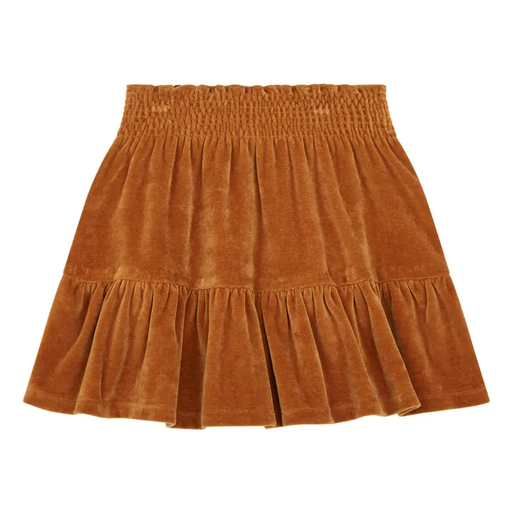 SMALLABLE BASICS Jupe Courte Fille Elastiquée à la Taille en Velours | Noisette