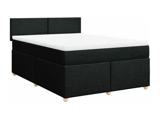 Sommier à lattes de lit avec matelas Noir 140x190 cm Tissu