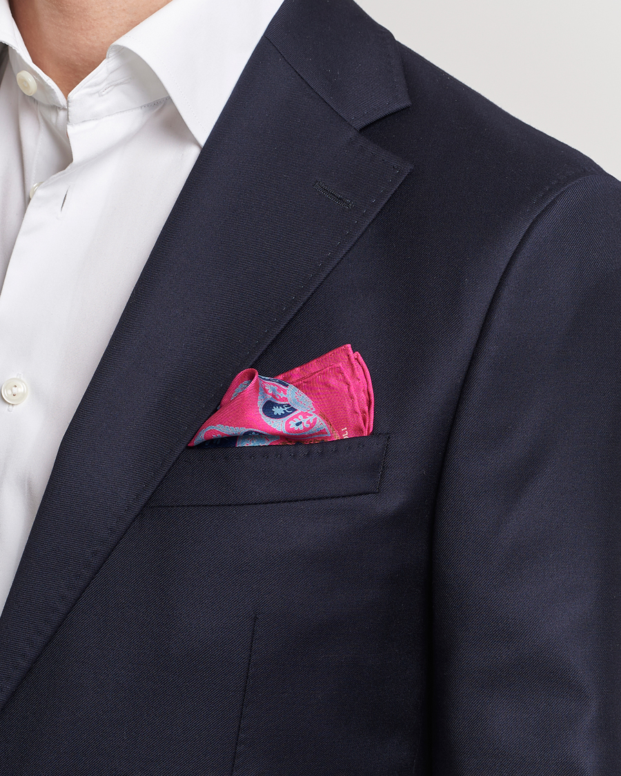 E. Marinella Archive Printed Silk Pocket Square Pink