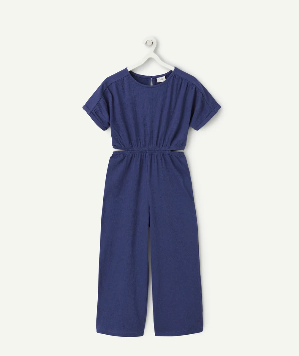 COMBINAISON EN MAILLE ET FIBRES RECYCLÉES BLEU AVEC OUVERTURES