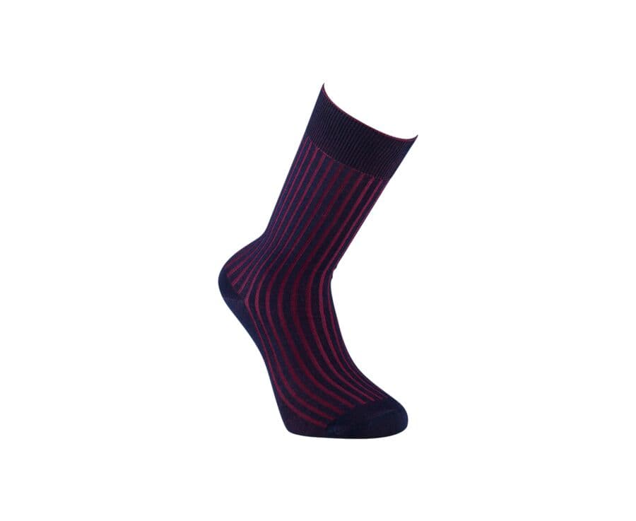 Chaussettes ville homme fil d’Écosse Marine et Rouge Bordeaux