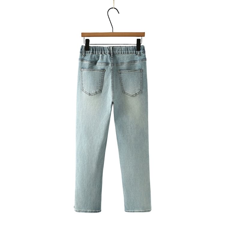Krezol - Plus Size Hoge Taille Geknoopte Zoom Taps Toelopende Jeans