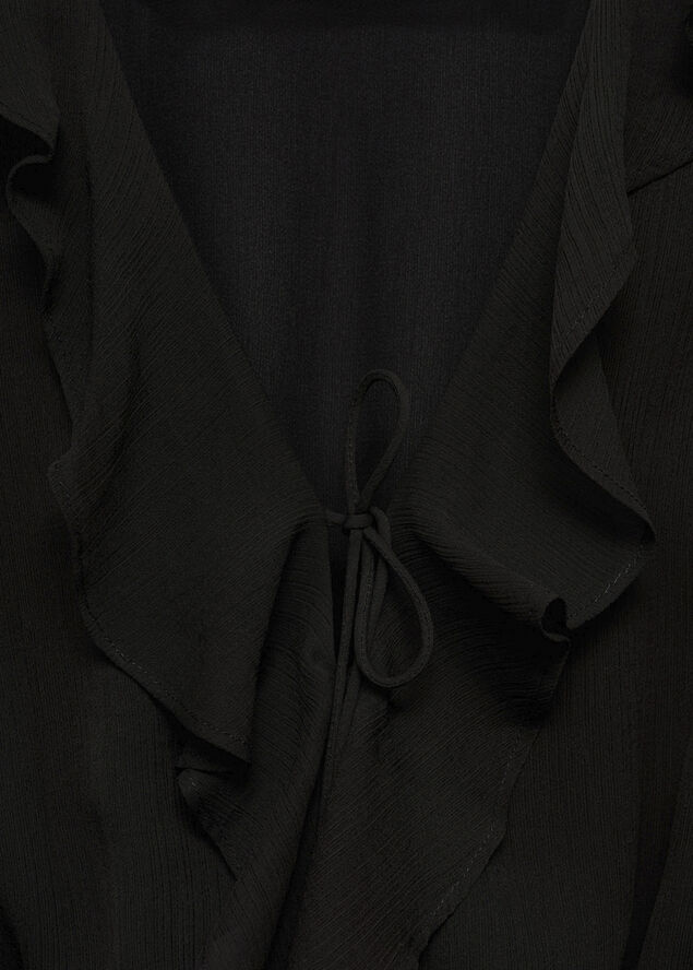 MANGO Short ruffled dress Black
