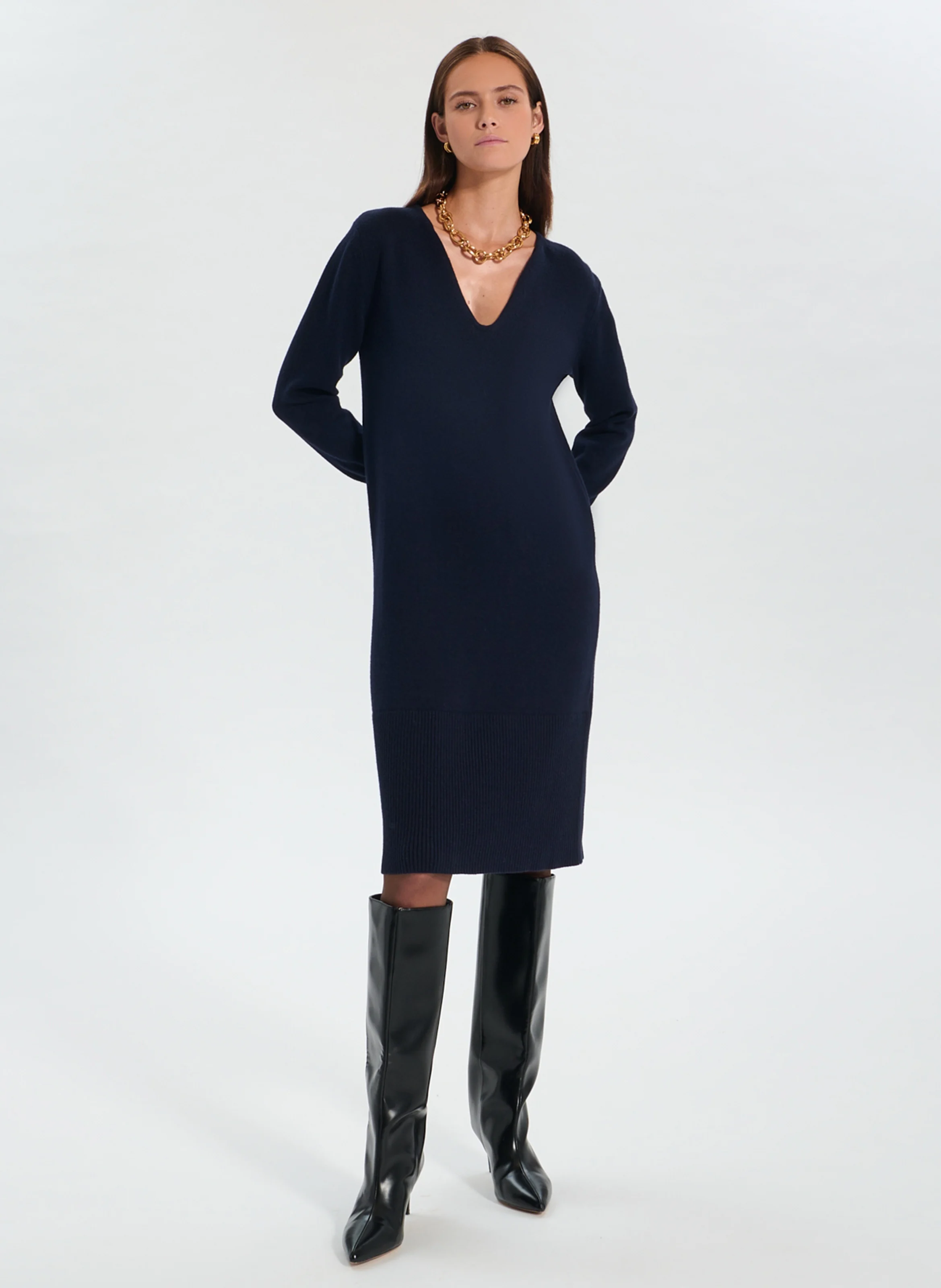 RIALTO - Robe droite en laine mélangée | Bleu