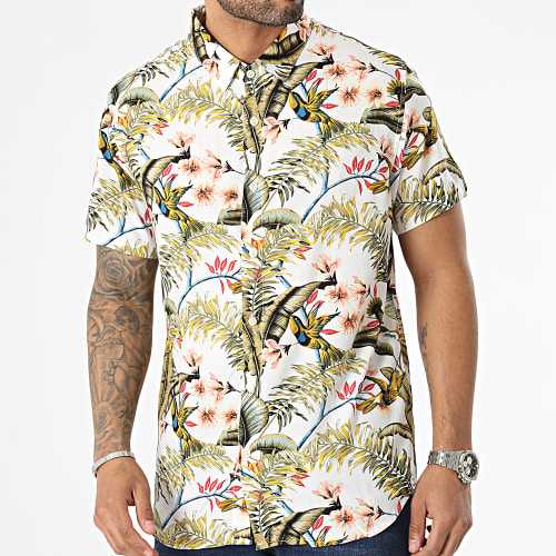 Chemise Manches Courtes Blanc Floral