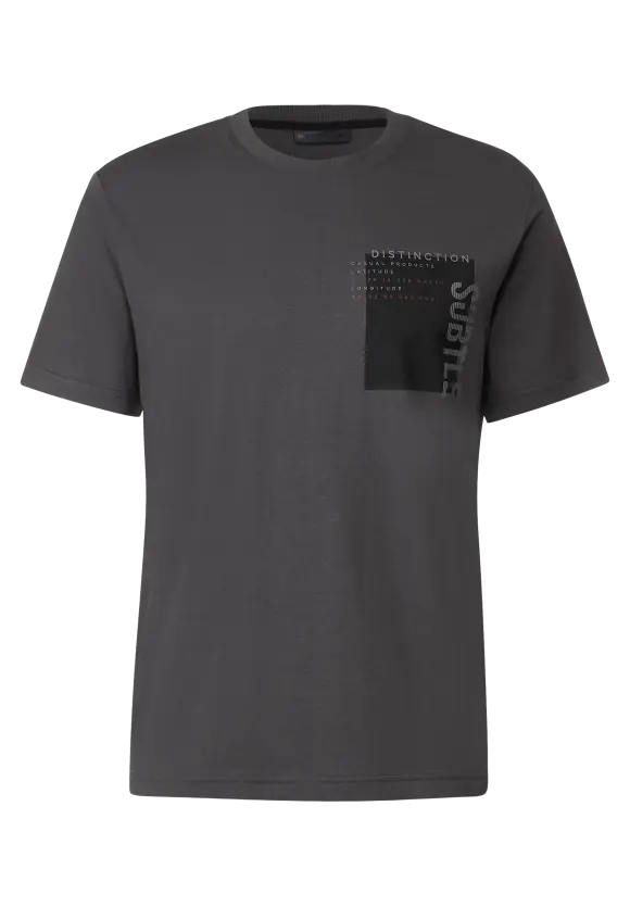 T-Shirt mit Brustprint - dark iron grey