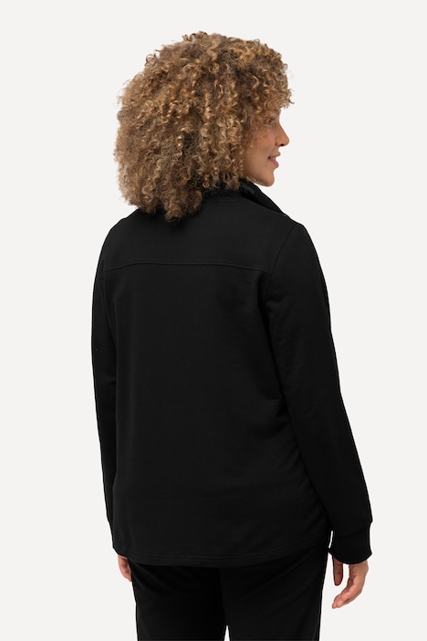 Sweatjacke, Stehkragen, Kängurutasche, hinten länger