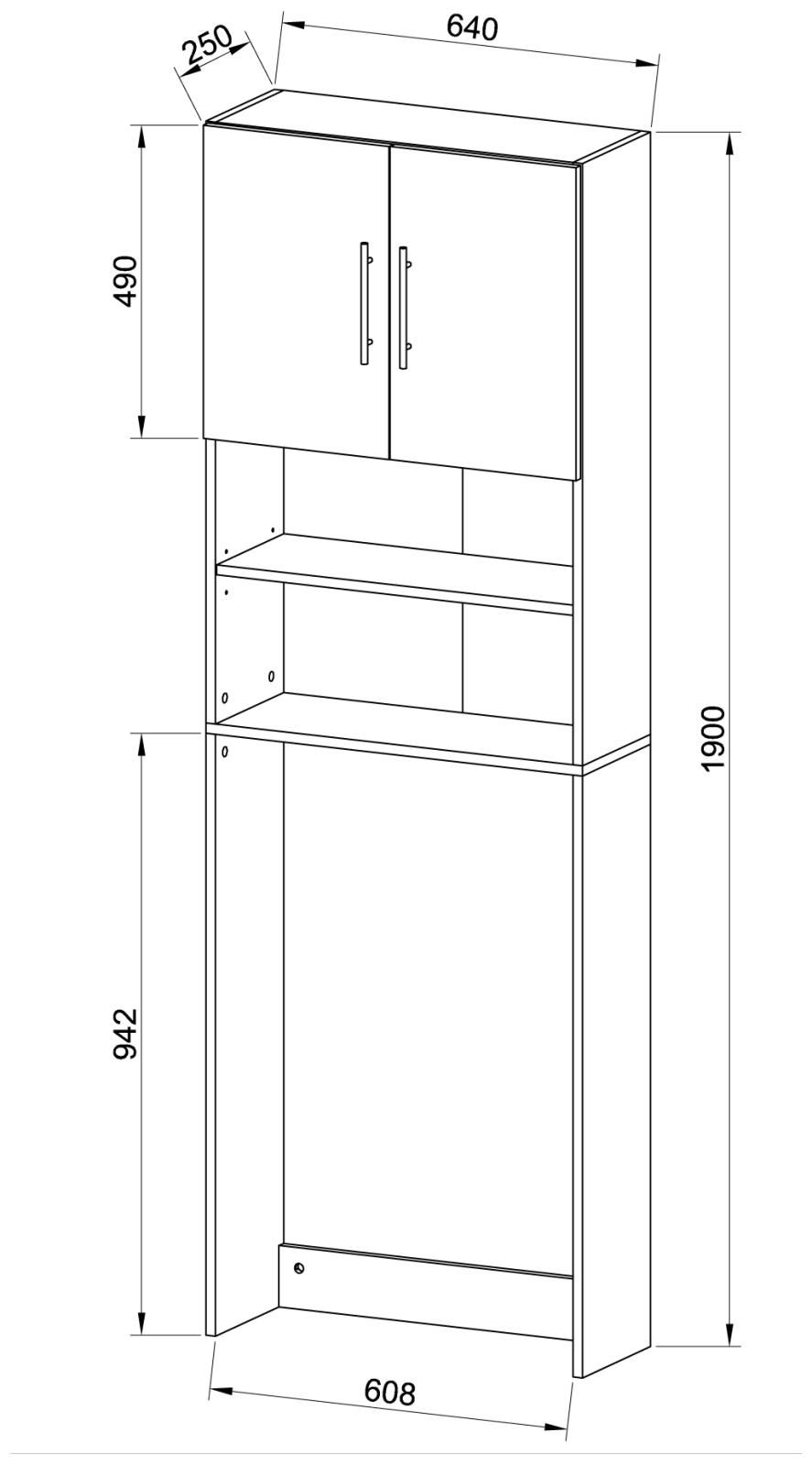 Waschmaschinenüberbau JUTAS - weiß - 64 cm breit