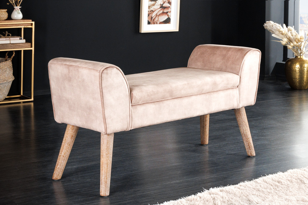 Design Sitzbank SCARLETT 90cm beige coffee Samt