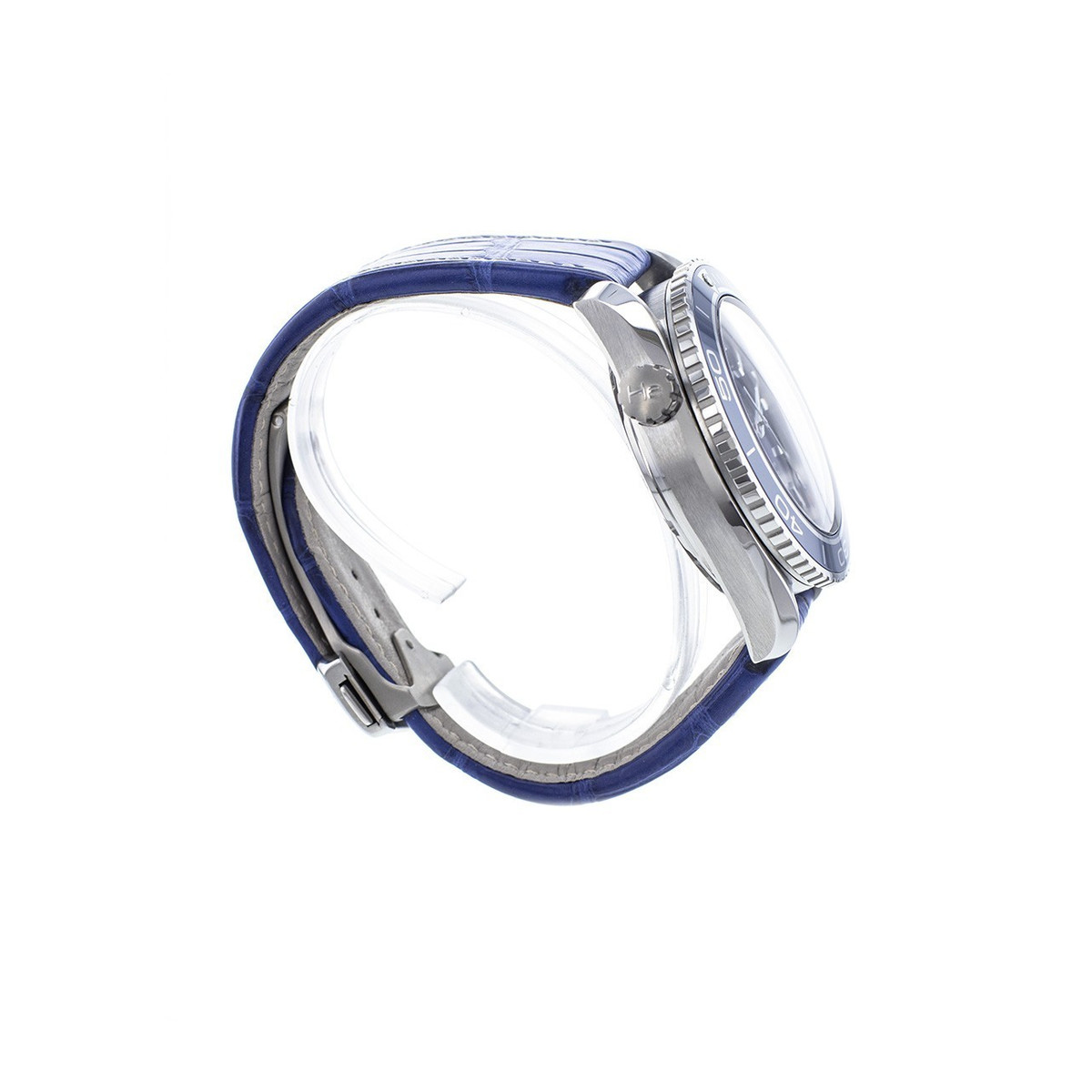 Montre d'occasion Omega Seamaster homme automatique titane bracelet cuir  bleu