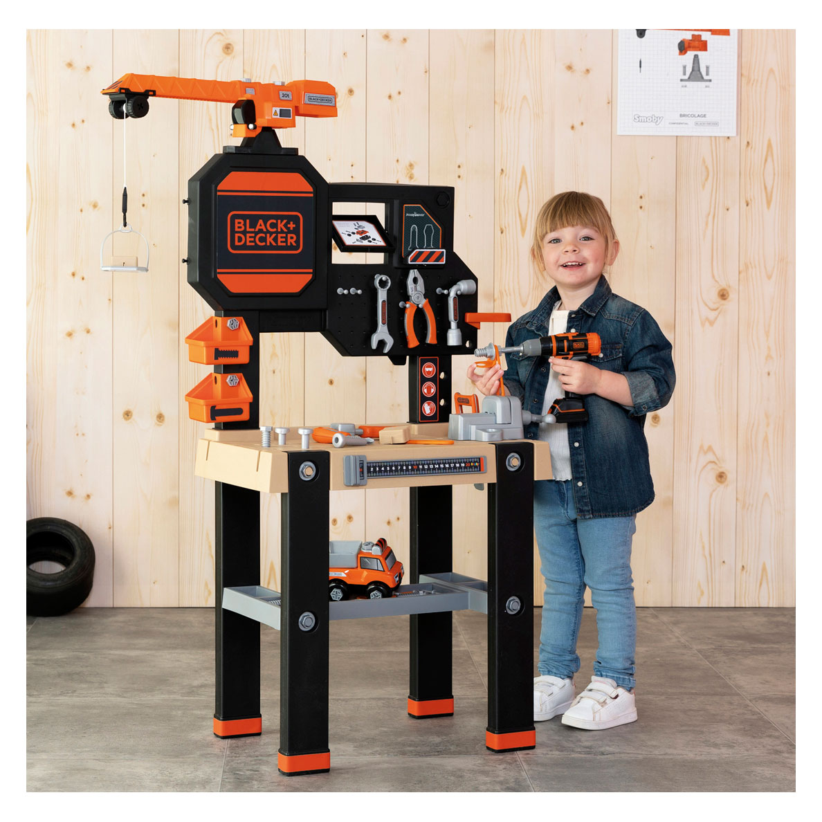Smoby Black & Decker Speelgoedwerkbank met Kraan, 94dlg.