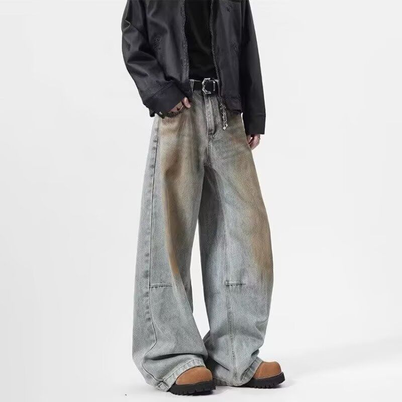 AXEN - Mid Rise Washed Wide Leg Jeans