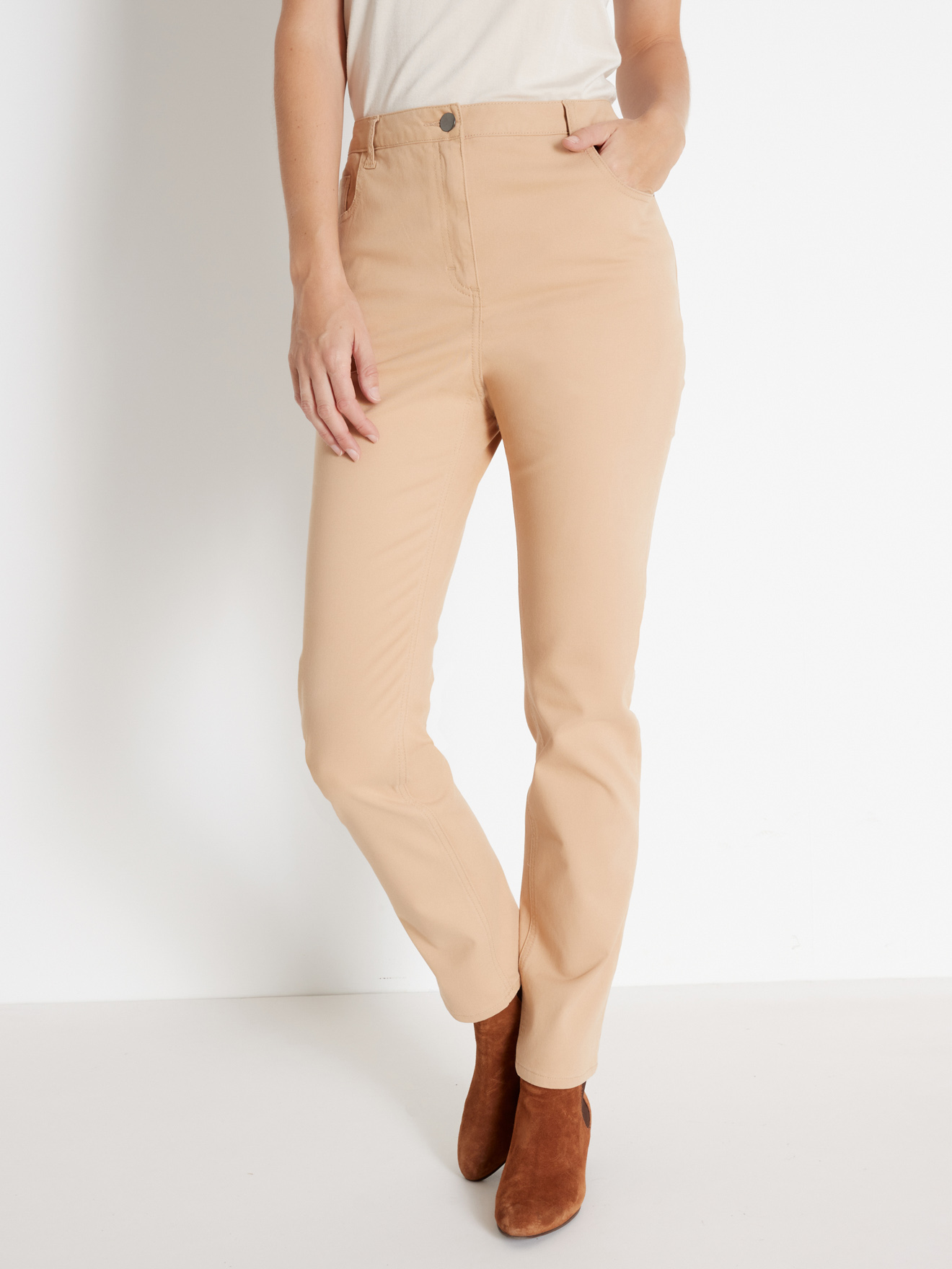 Pantalon 5 poches, spécial ventre rond