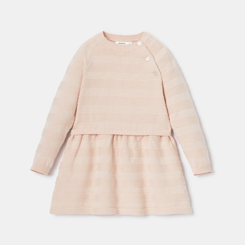 Robe-pull en tricot côtelé rose bébé fille Absorba Rose