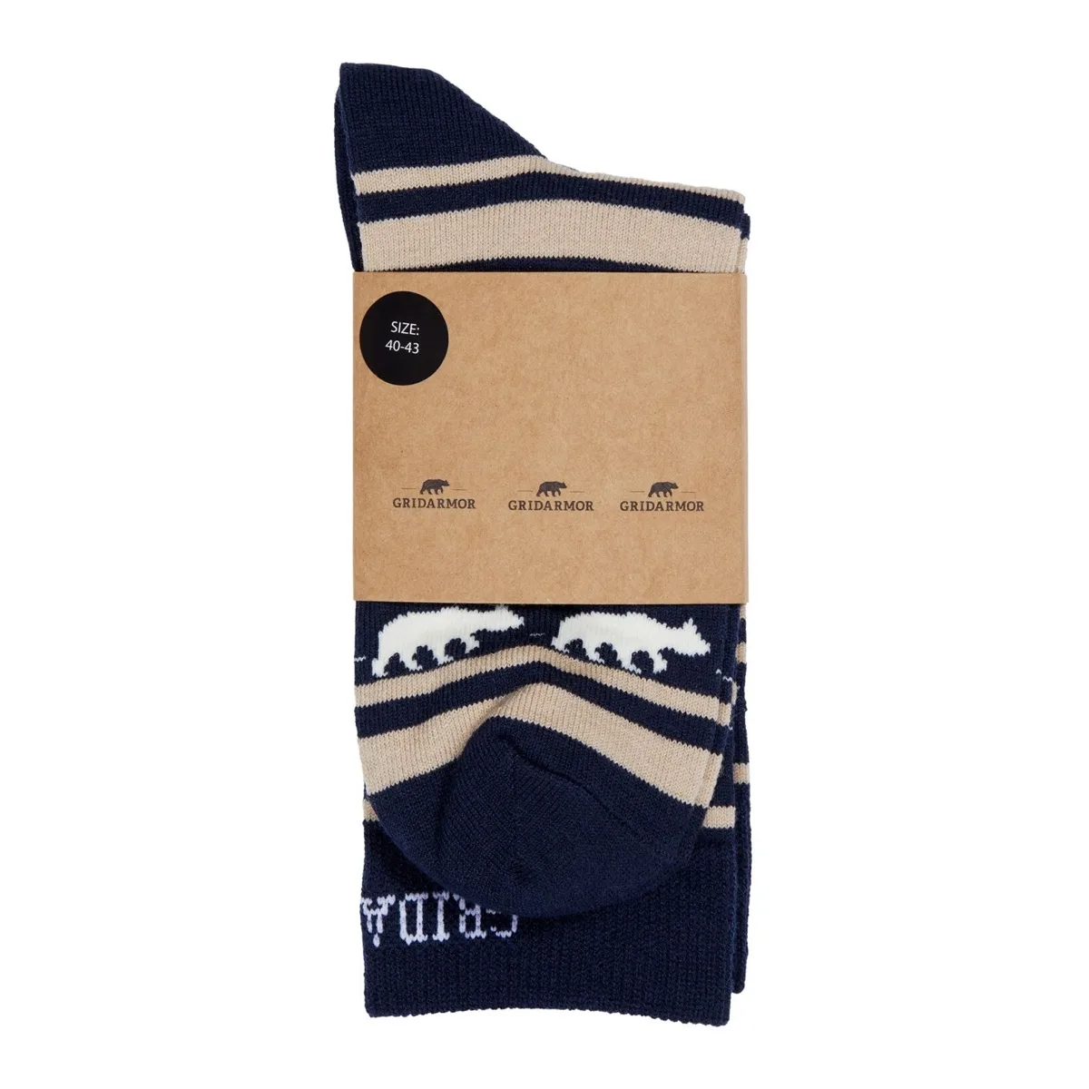 Gridarmor Striped Bear Merino Socks Navy Blazer