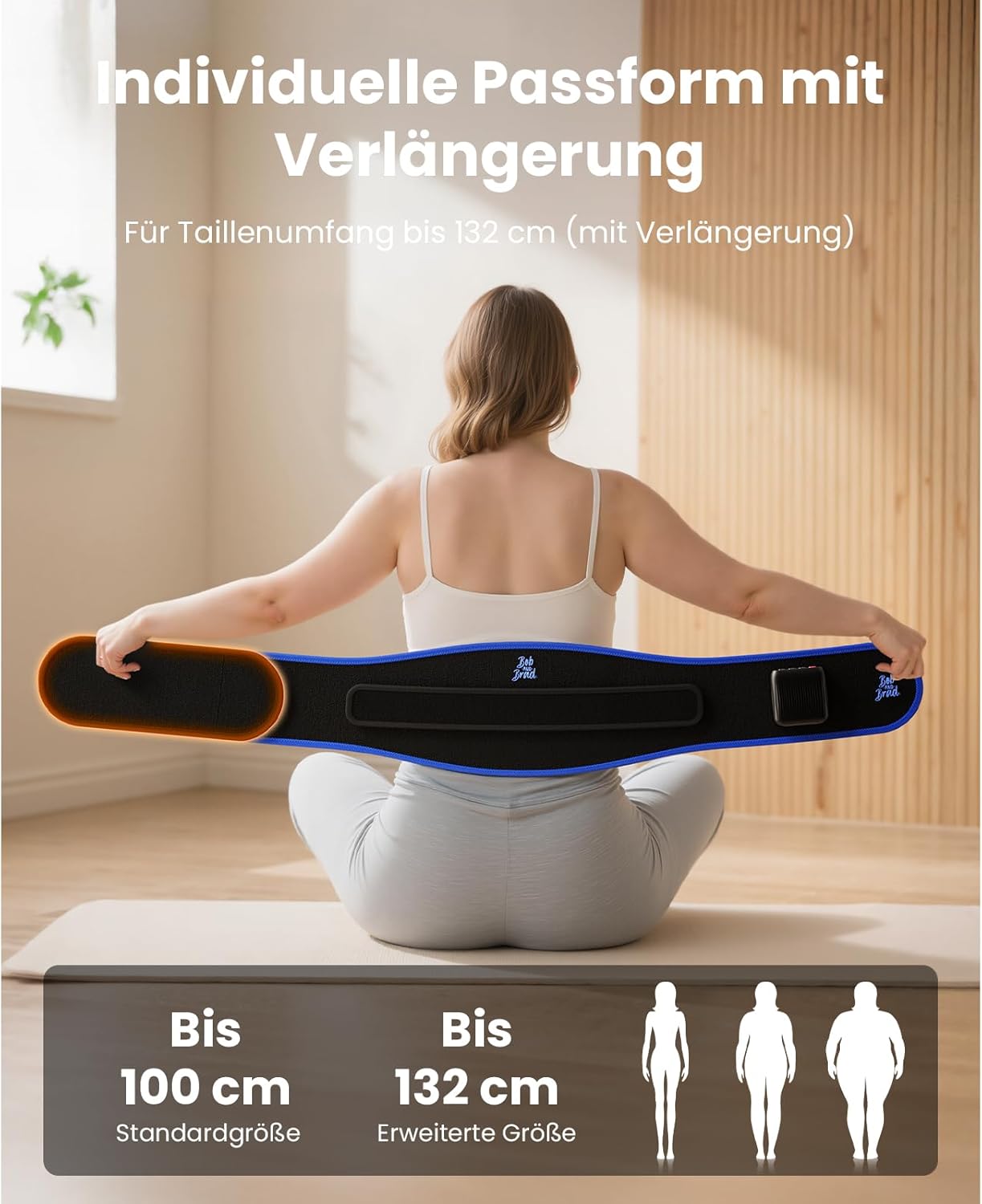 BOB AND BRAD ThermoRed Infrarot Wärmegürtel Rücken mit Rotlicht & Massage - Elektrischer Rückenwärmer mit Tiefenwärme (660nm/850nm), Massagegürtel zur Linderung von Verspannungen für Büro & Alltag