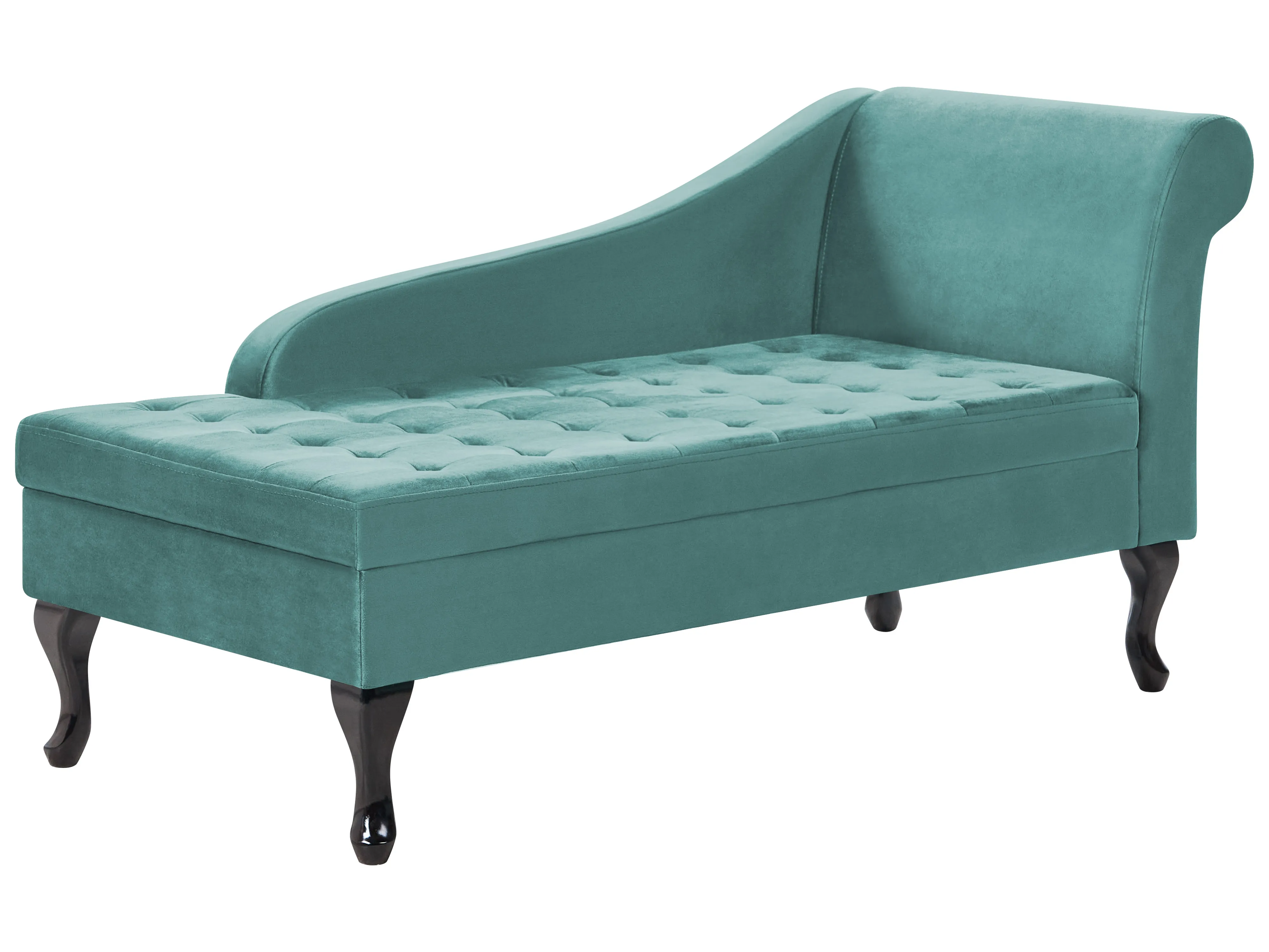 Rechtszijdige chaise longue PESSAC Fluweel Groenblauw met opbergruimte