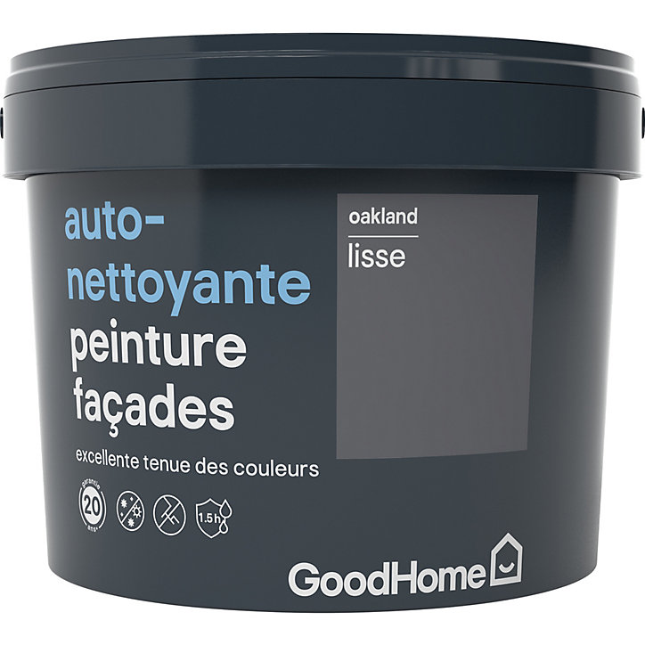 Peinture extérieure façade autonettoyante Premium GoodHome gris Oakland 10L
