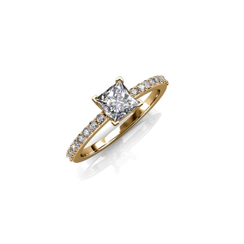 Bague Simple Square - Or et Cristal