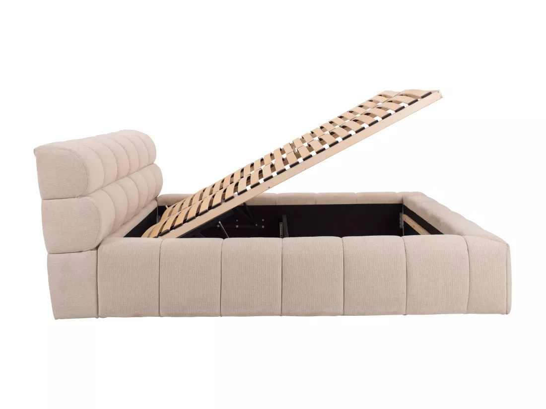 Lit coffre 180 x 200 cm - Tissu - Beige - FORVIK II de Pascal Morabito