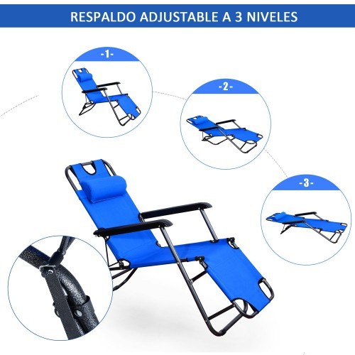 Espreguiçadeira de jardim reclinável Outsunny, azul