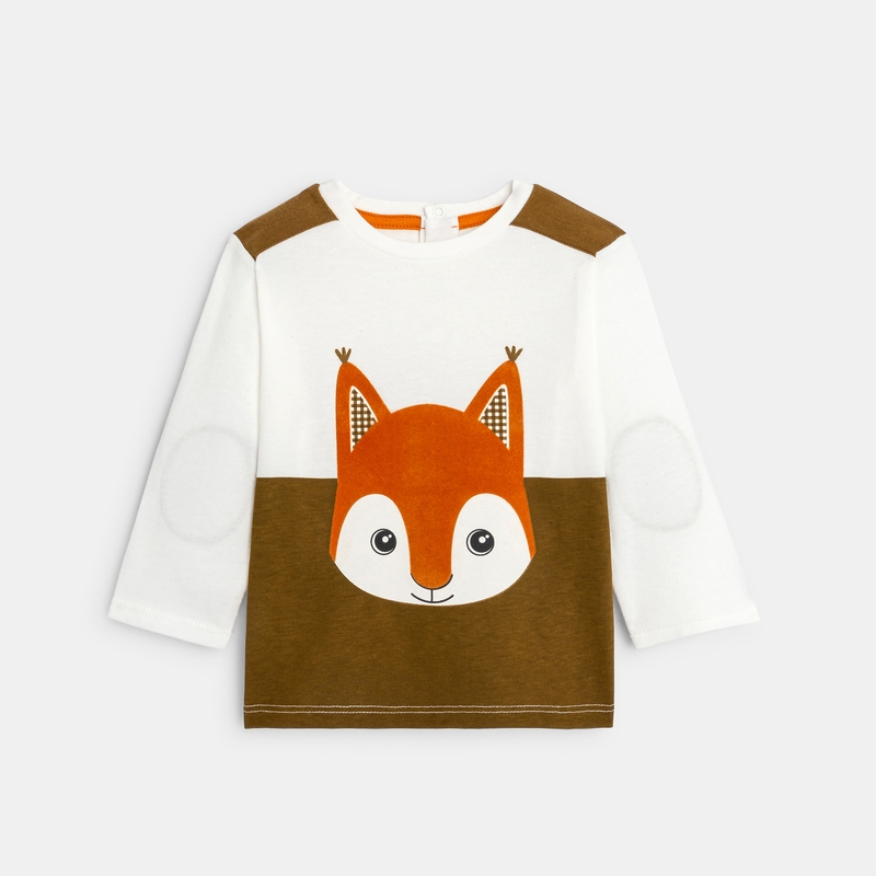 T-shirt colorblock animal marron bébé garçon