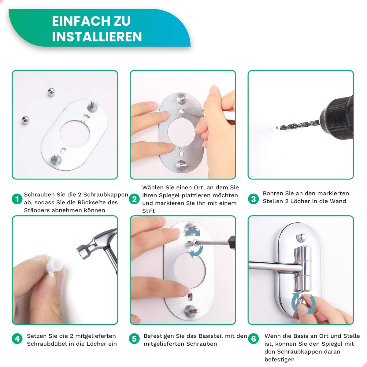 Mirlux make-upspiegel met ledverlichting, cosmetische spiegel, 5x vergroting scheerspiegel, wandmodel, zwart