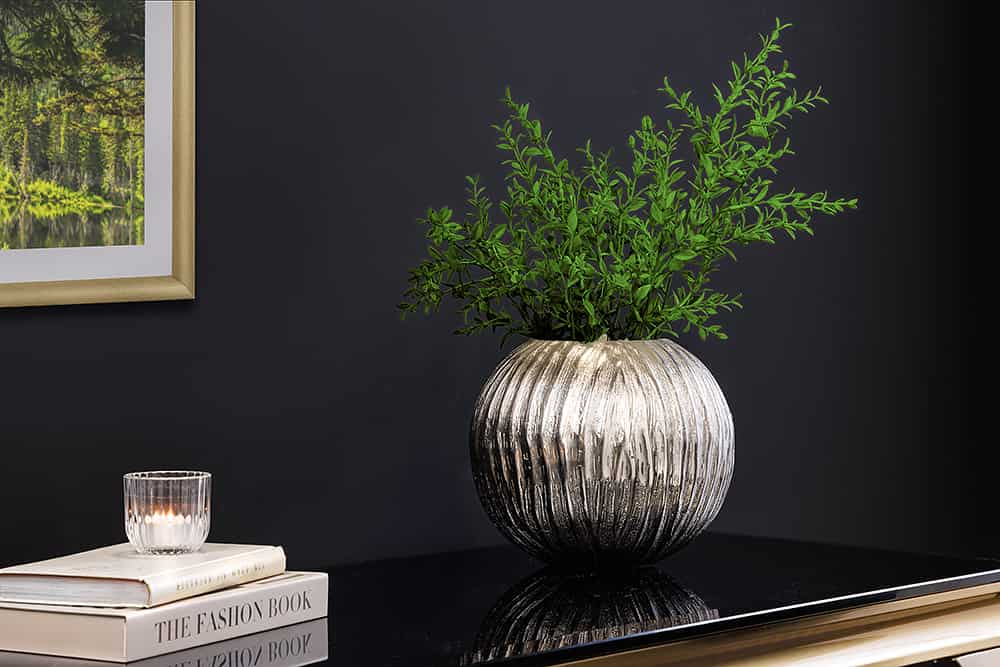 Moderne Vase ELEGANCE 25cm silber Hammerschlag Design