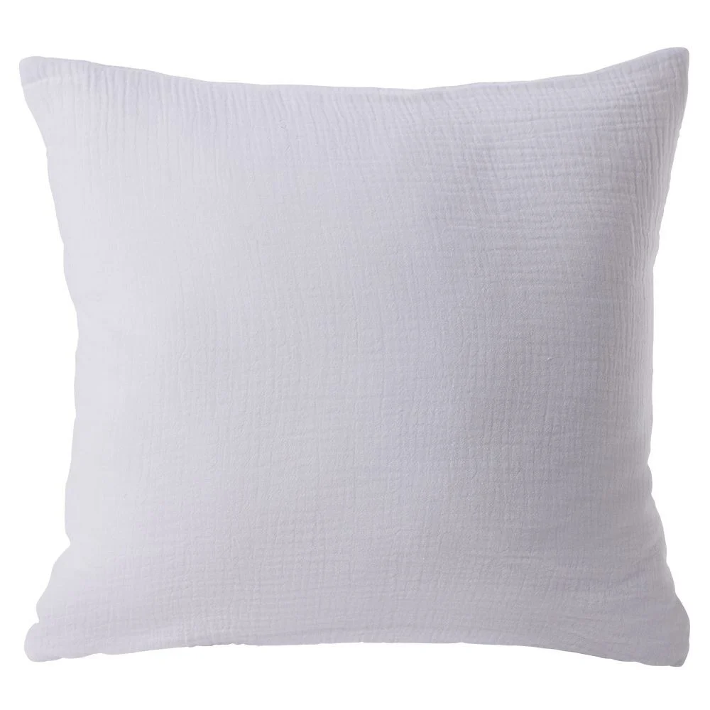 Housse de coussin 40x40cm gaze de coton blanc