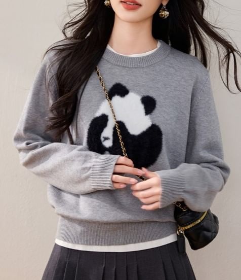 Dragan Pulse - Ronde hals Panda Jacquard Trui