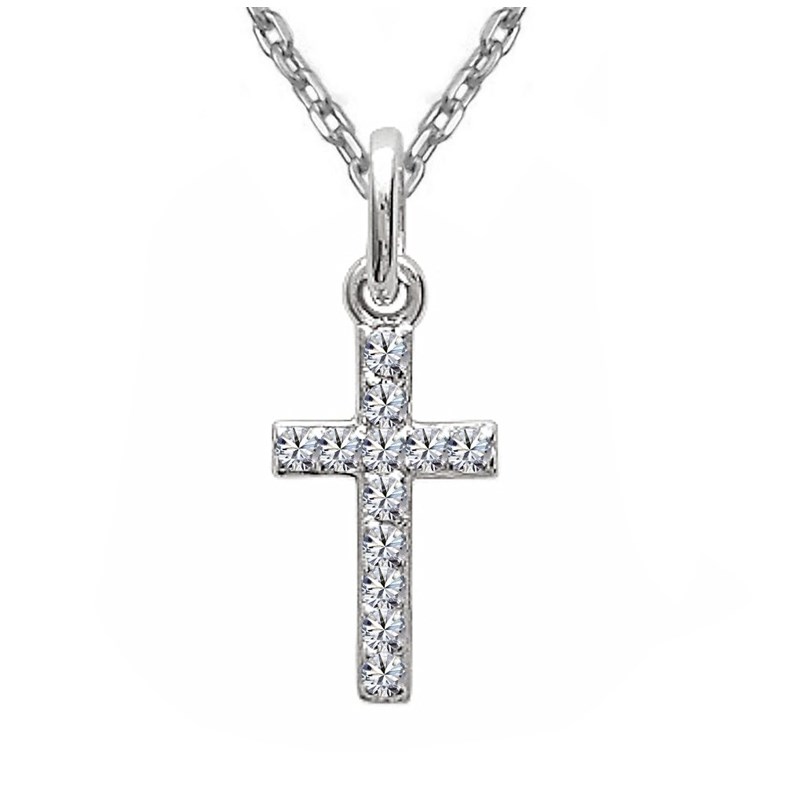 Collier croix oxyde de zirconium Argent 925 Rhodié