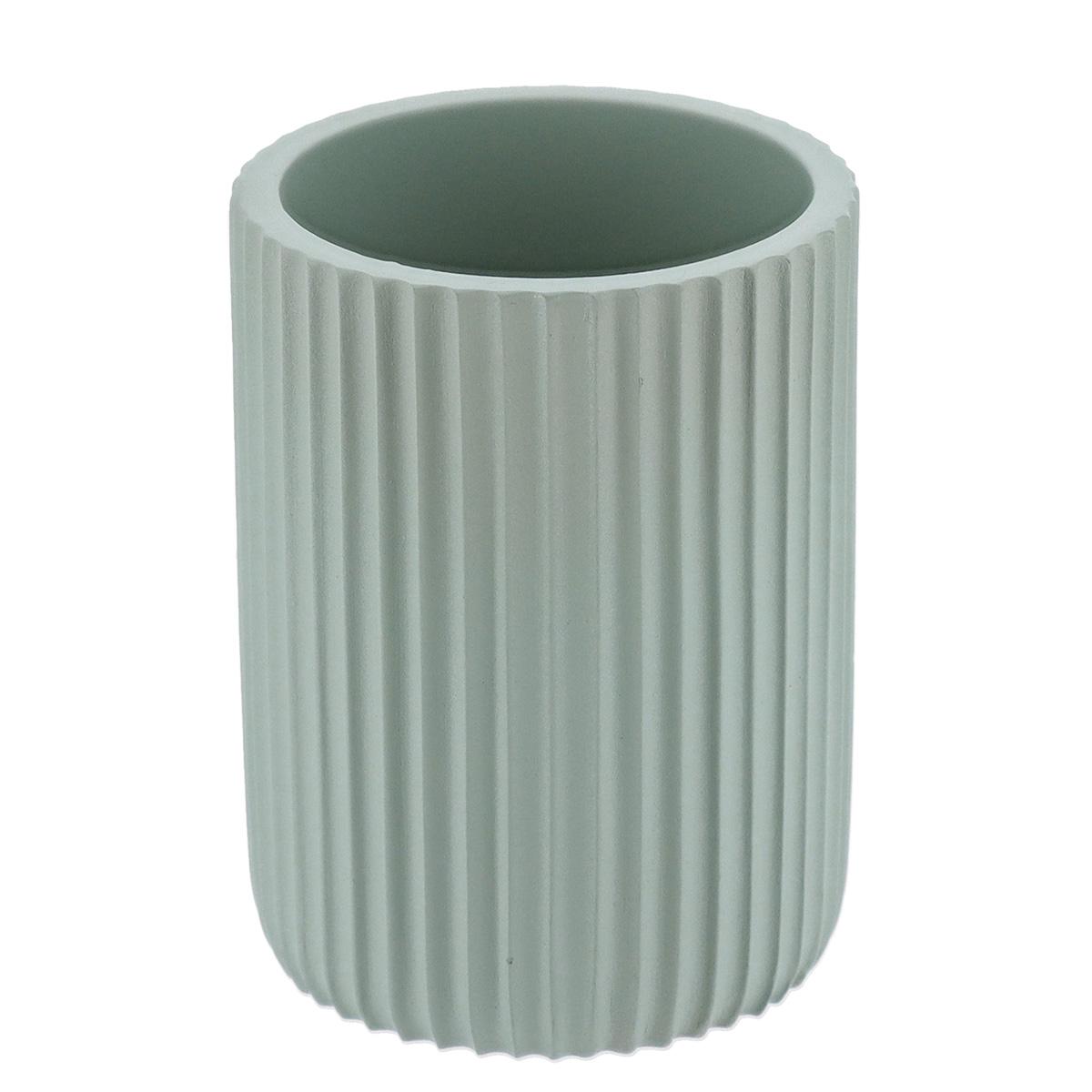 GOBELET STRIE ARRONDI POLYRESINE VERT EUCALYPTUS