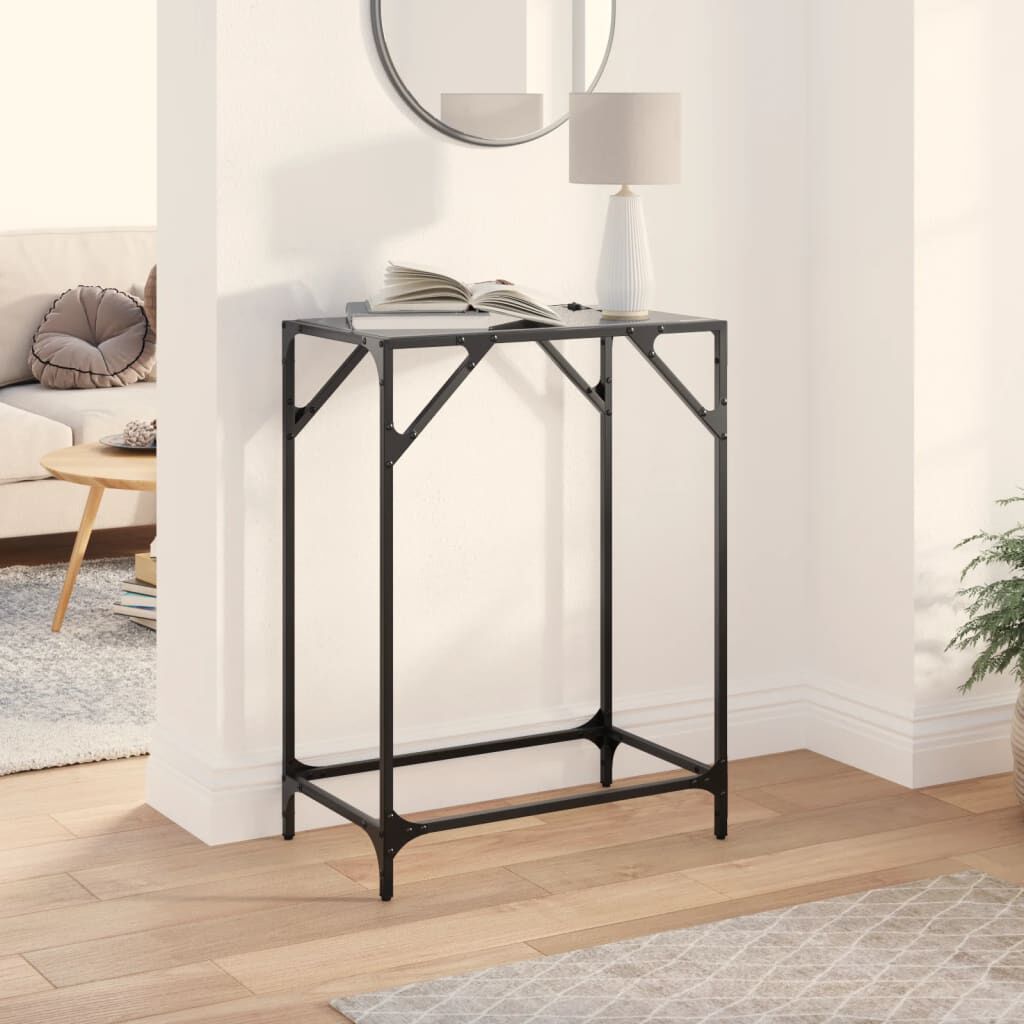 vidaXL Salontafel met zwart glazen blad 60x35x81 cm staal