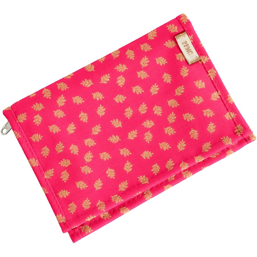 Portefeuille Compact Feuillage Or Rose