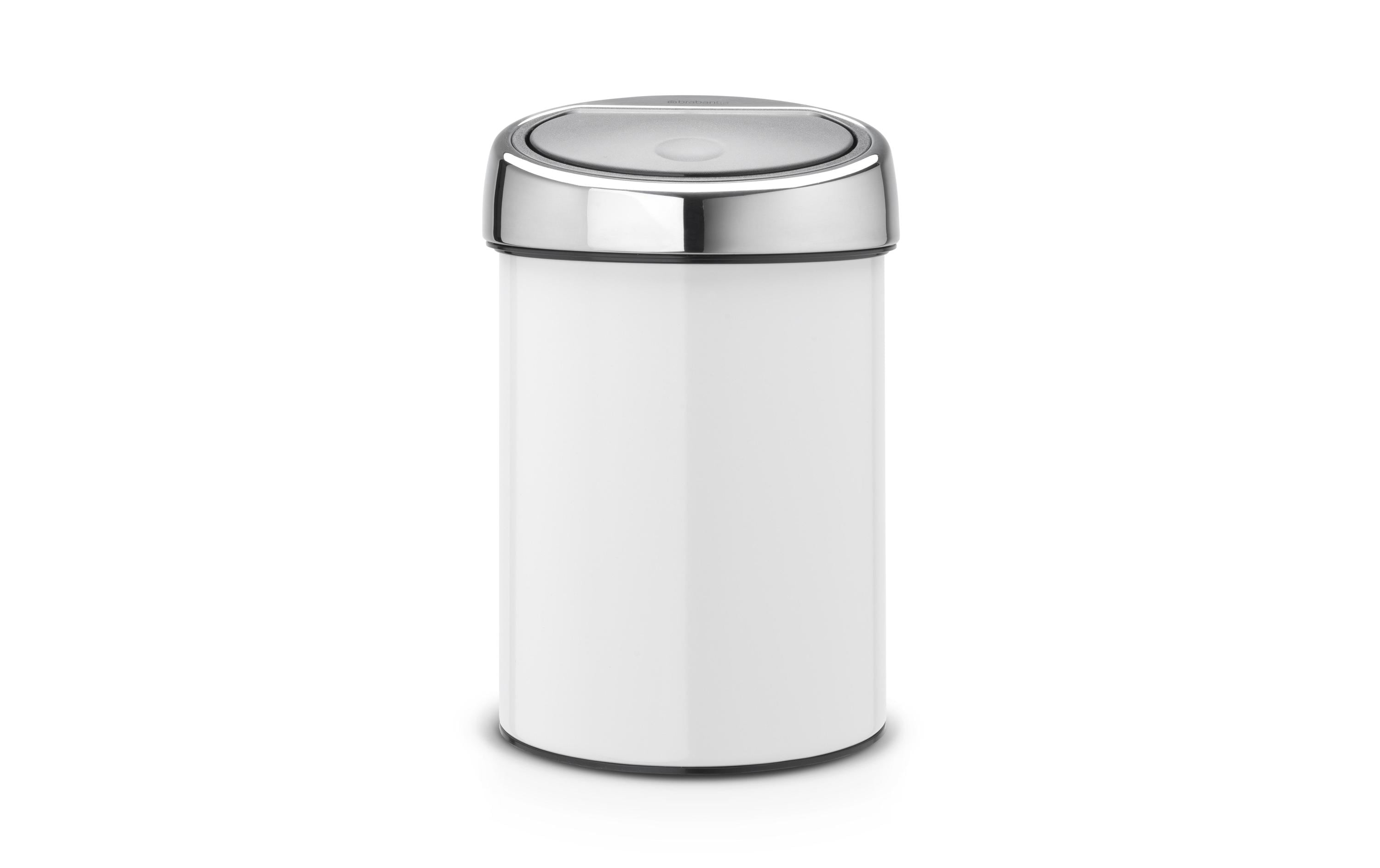 Toucheimer Touch Bin 3 l, WhiteAbfallbehälter mit Kunststoffeinsatz und Wandhalterung, 3 Liter