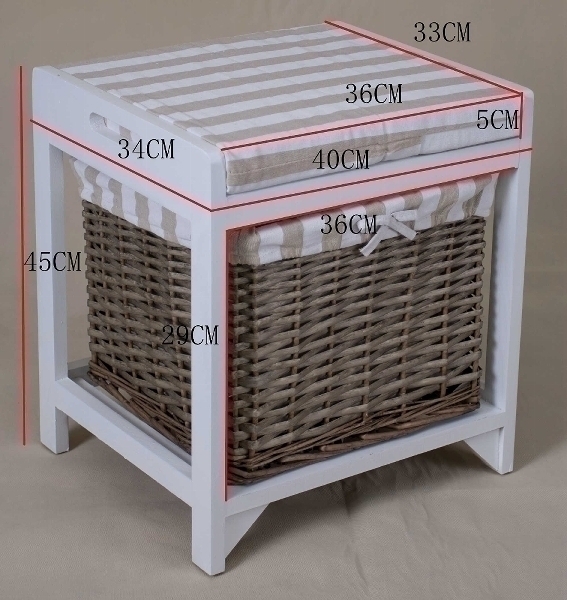 Sitzbank JOANA - weiß-beige - mit Korb