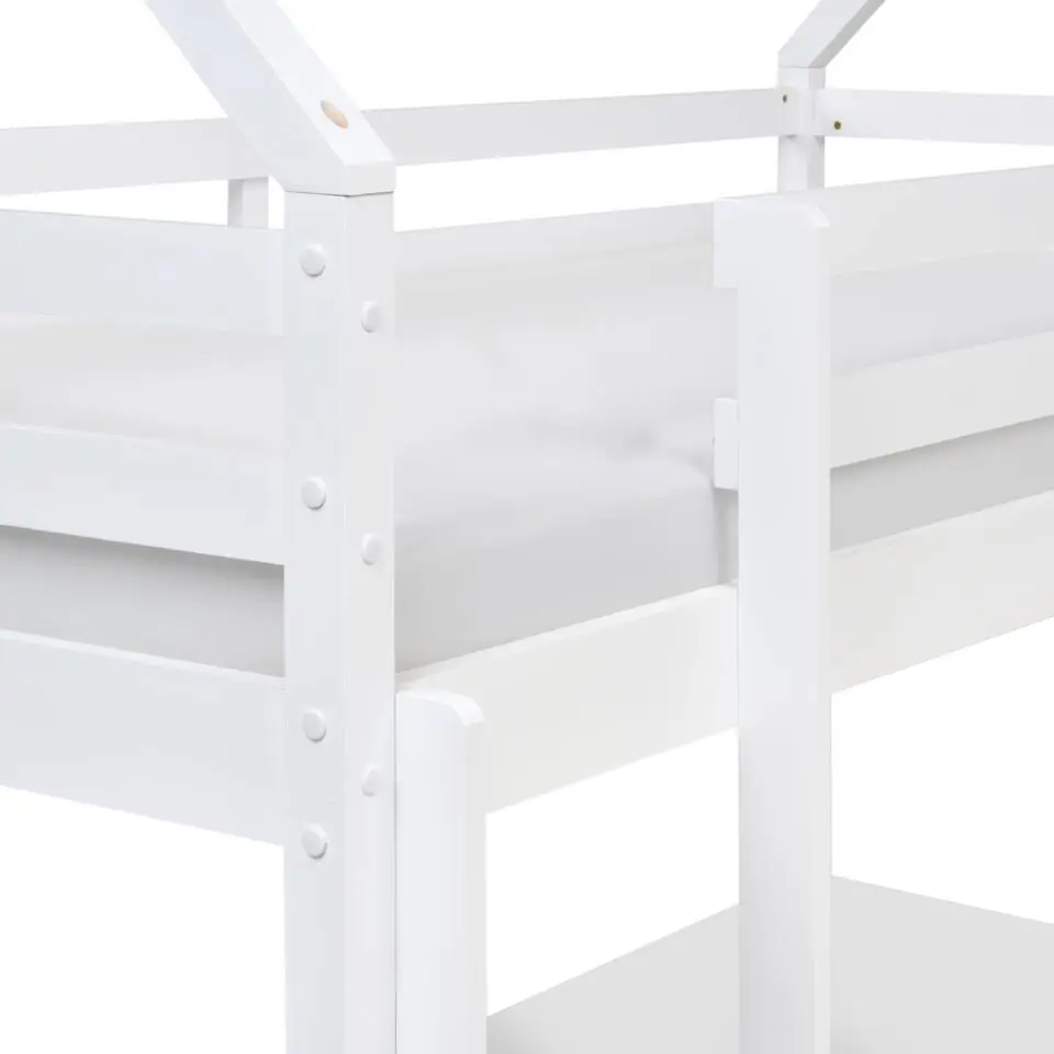 TERNAS - Hoogslaper met opberglades - Wit - 90 x 200 cm - Dennenhout
